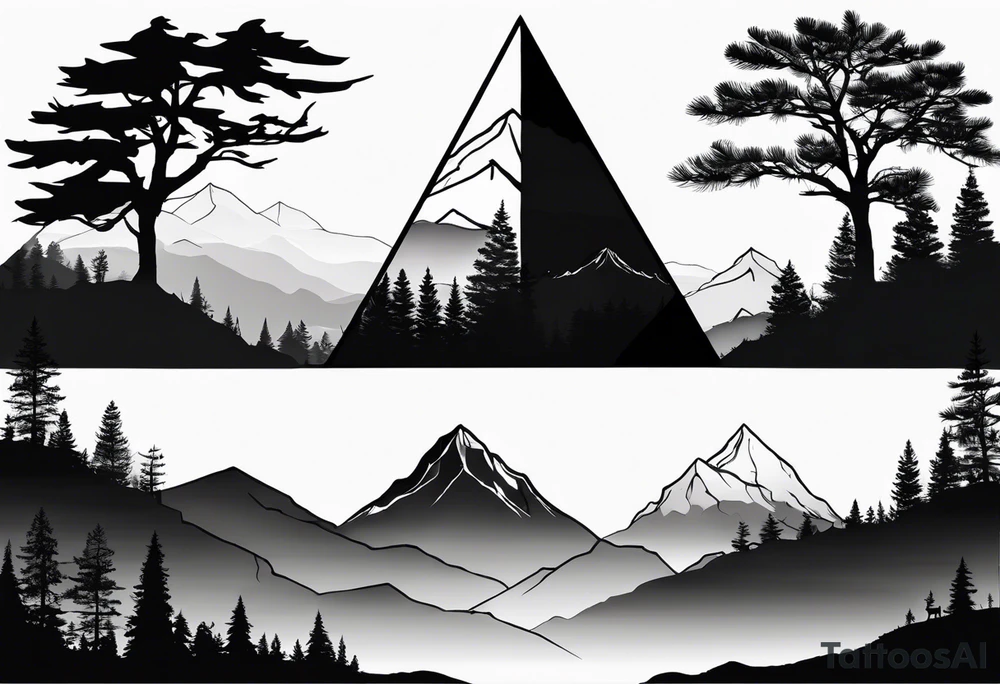 Solo 
Triangle shape outline 
Solo mountain
Pine tree
Silhouette tattoo idea