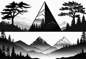 Solo 
Triangle shape outline 
Solo mountain
Pine tree
Silhouette tattoo idea