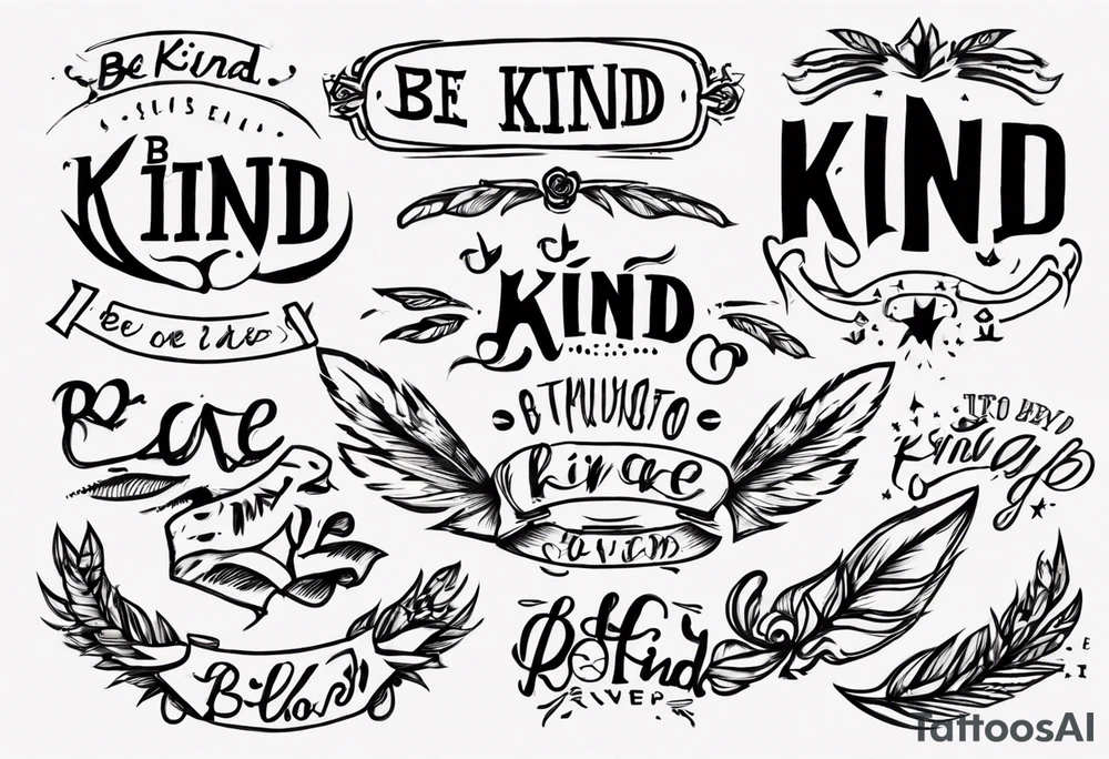 Straight line lettering that says Be Kind …..of a Bitch tattoo idea