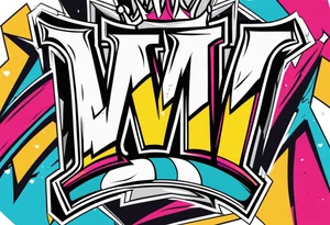 The letters M T R graffiti with a crown on the T tattoo idea