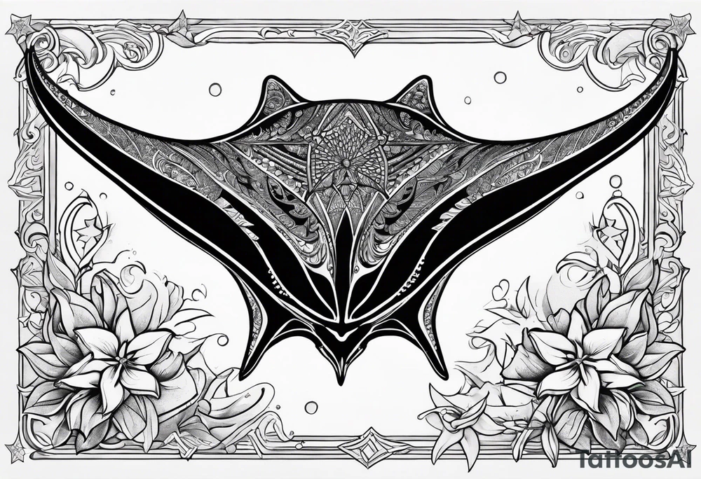 A manta ray with a star fish as a Polynesian tattoo. A smaller tattoo for female forearm or wrist. tattoo idea