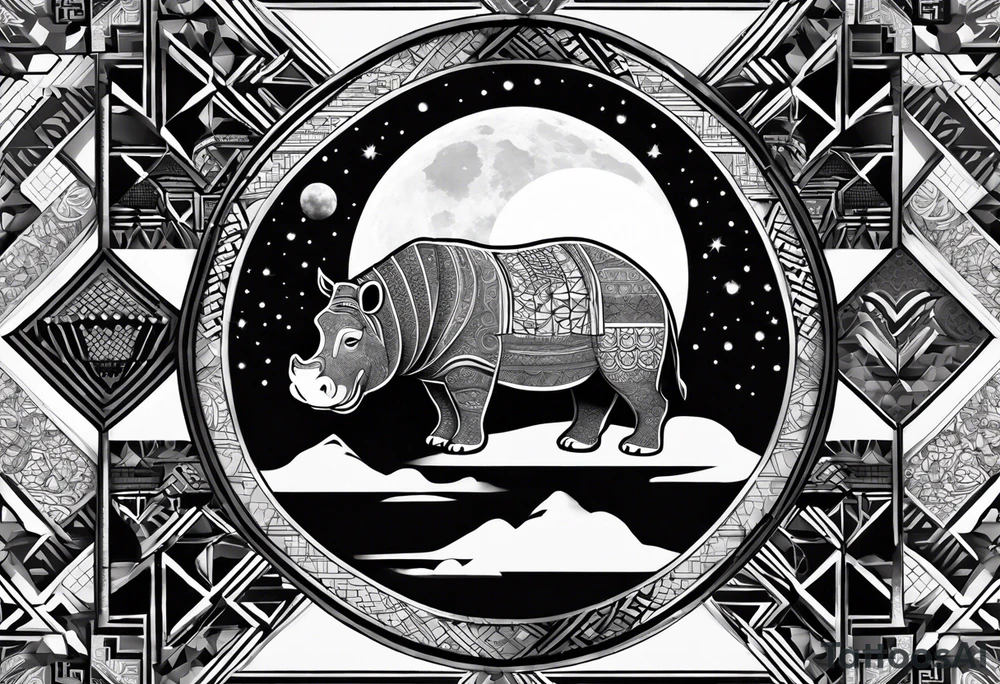 Very asymmetrical, +geometric pattern, with realistic full moon, with hippo,+tribal, +geometric, +inkart , +blackwork, +grey scale, + sketch
with wintersweet flower bud, +inkart touch, +for men, detailed , combined favourite , tattoo idea