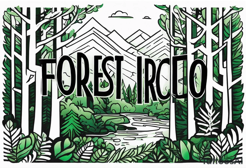 forest, green and black, no people tattoo idea
