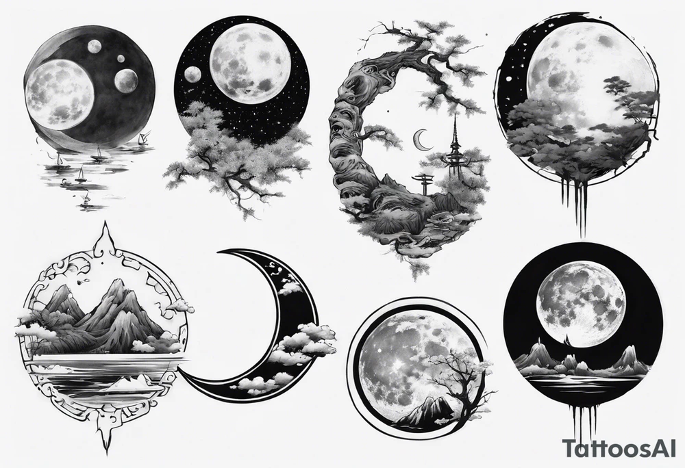 Realistic moon tattoo idea