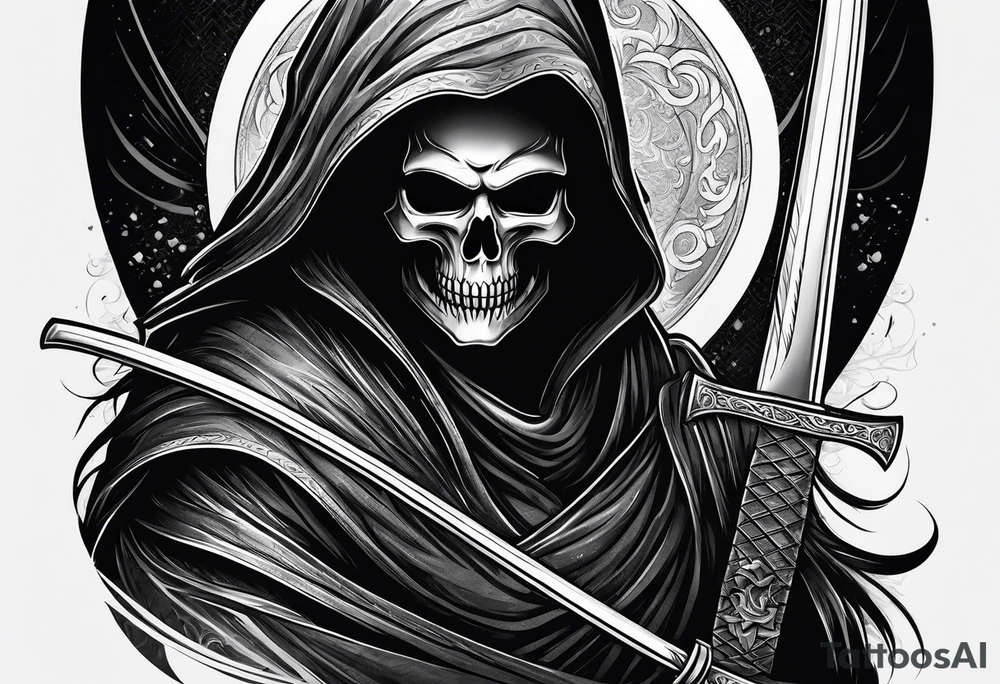 grim reaper with katana tattoo idea