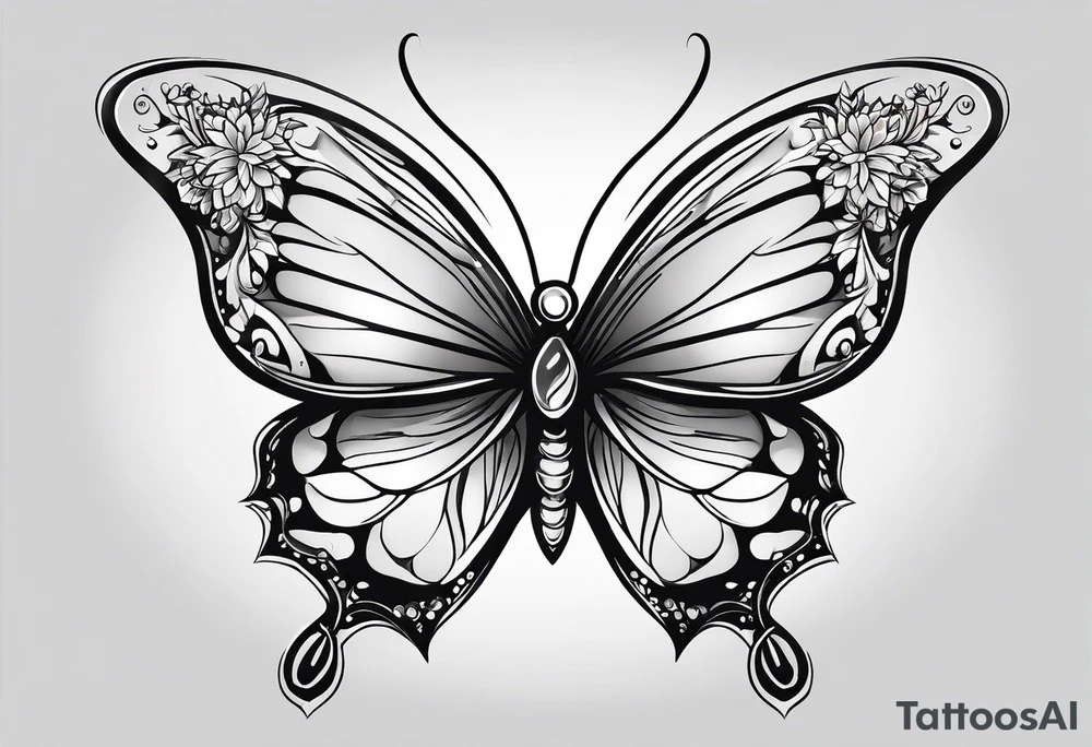 Thin butterfly tattoo idea