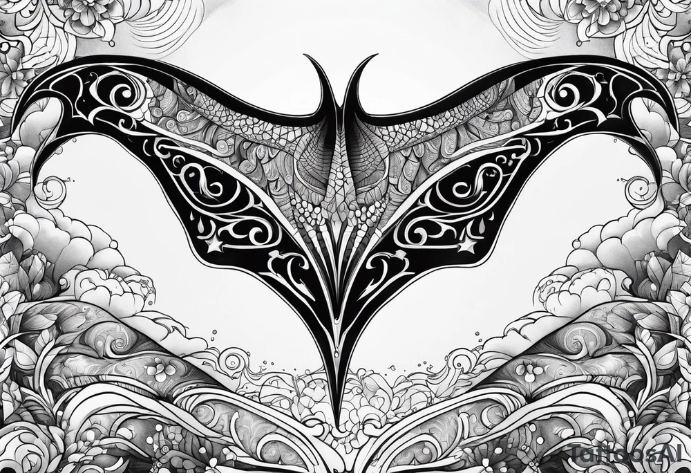 psychadelic manta ray symmetrical tattoo idea