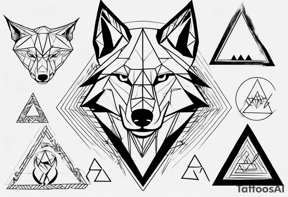wolf head with a triangle shape in the background tattoo idea wolf head with a triangle shape in the background tattoo idea