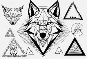 wolf head with a triangle shape in the background tattoo idea