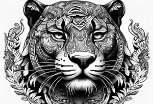aztec black jaguar with snake tattoo idea