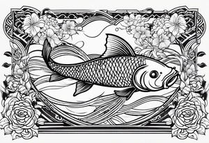 Koi fish with tribal background tattoo idea