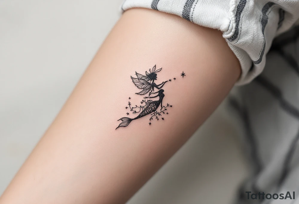 mermaid and fairy small tattoo idea