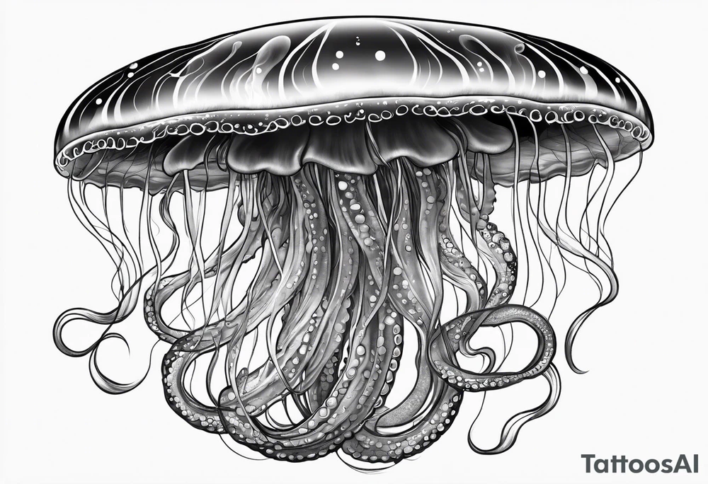 A universe inside a mystical jellyfish with long flowing tentacles tattoo idea A universe inside a mystical jellyfish with long flowing tentacles tattoo idea
