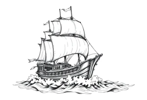 pirate ship in stormy sea. tattoo idea