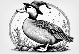 Dabbling Duck dressed like a wizard tattoo idea