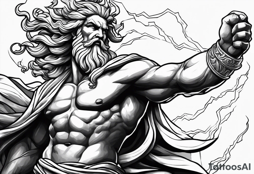 zeus striking down with lightning tattoo idea