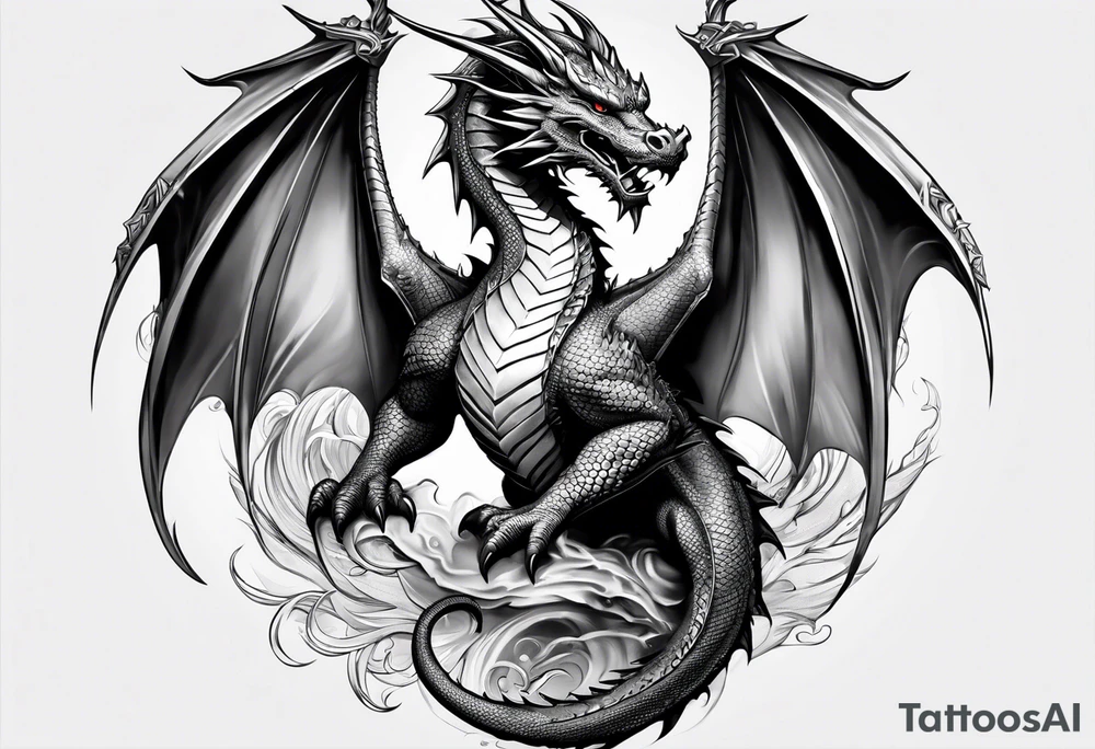 Dragon wrapped around a sword tattoo idea