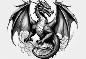 Dragon wrapped around a sword tattoo idea