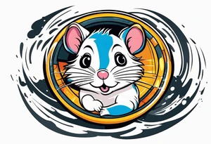 A black hamster running in his wheel tattoo idea