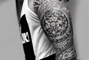 Mix match full leg sleeve male tattoo idea