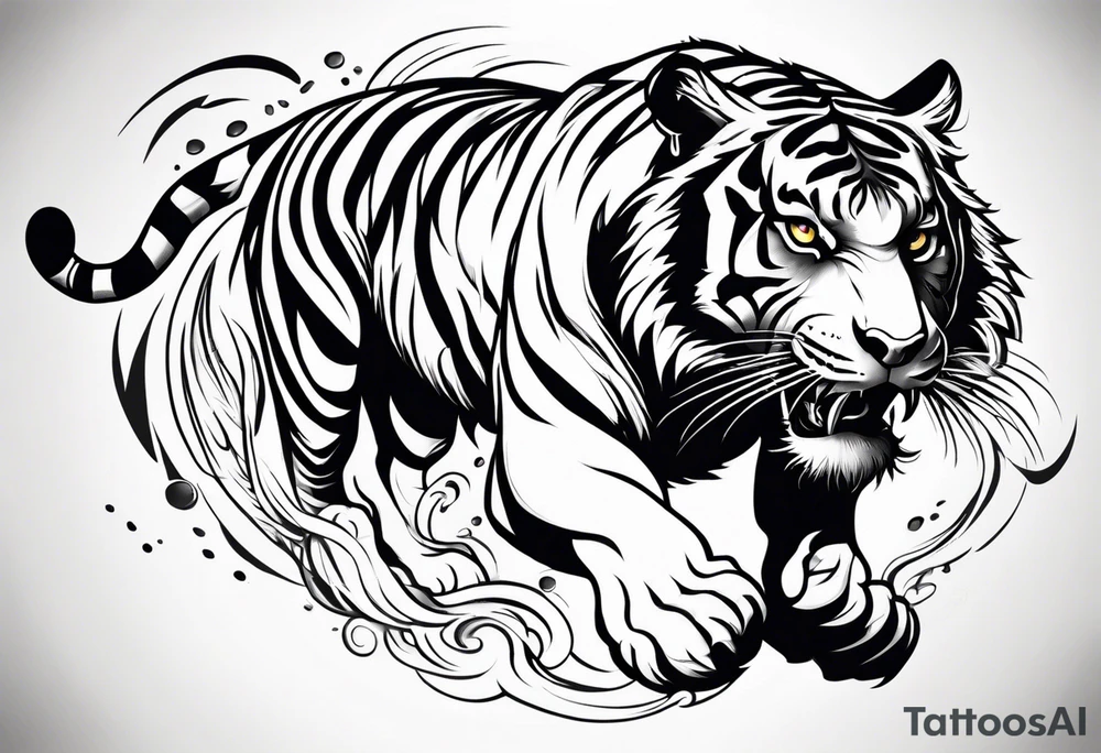 tiger leaping tattoo idea