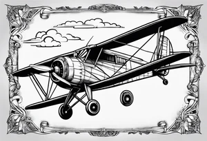 sketch of adventure plane in perspective from the bottom tattoo idea