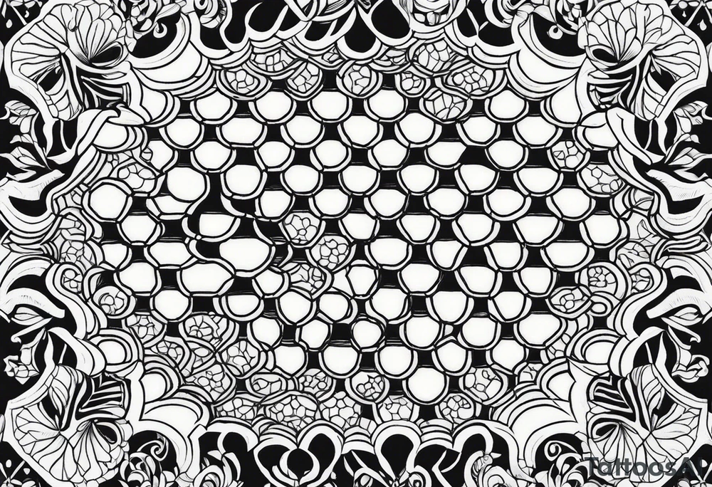 Even honeycomb pattern containing snowflakes tattoo idea