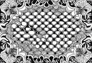Even honeycomb pattern containing snowflakes tattoo idea