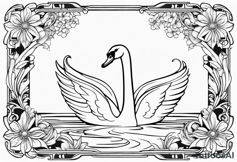Swan outline from The Swan Princess movie incorporating a daisy flower tattoo idea