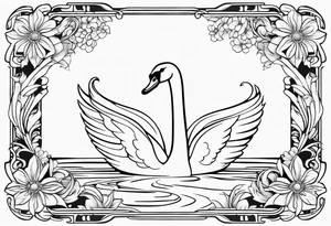 Swan outline from The Swan Princess movie incorporating a daisy flower tattoo idea