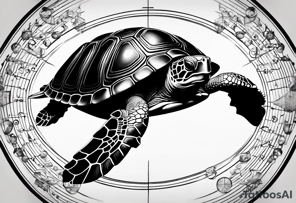 Turtle with the circle of fifths on its shell tattoo idea