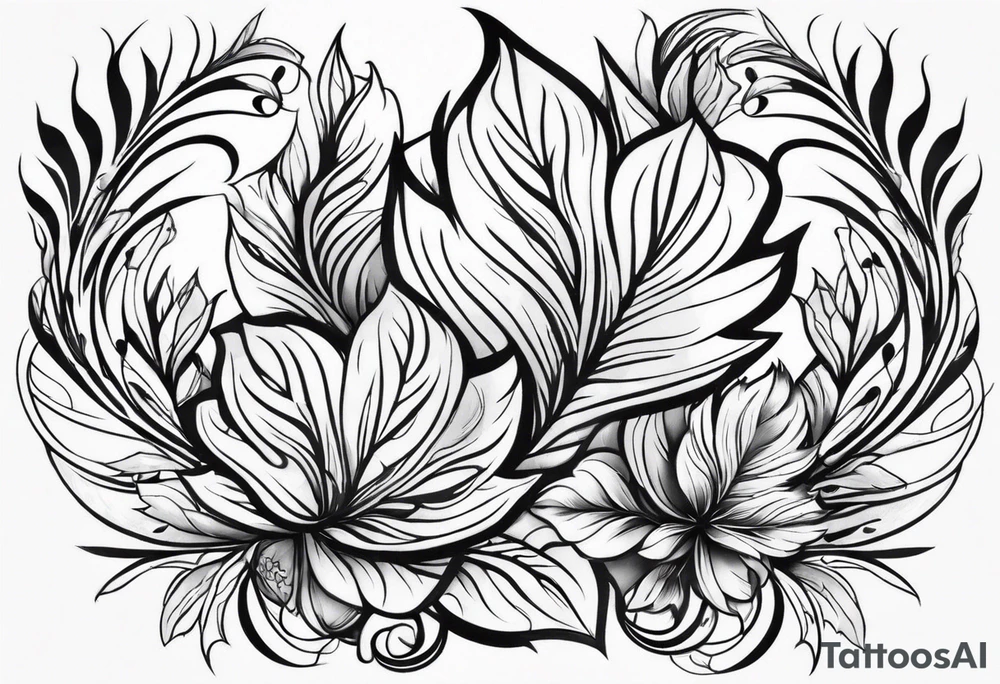 Curved leaves tattoo idea