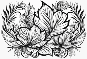 Curved leaves tattoo idea