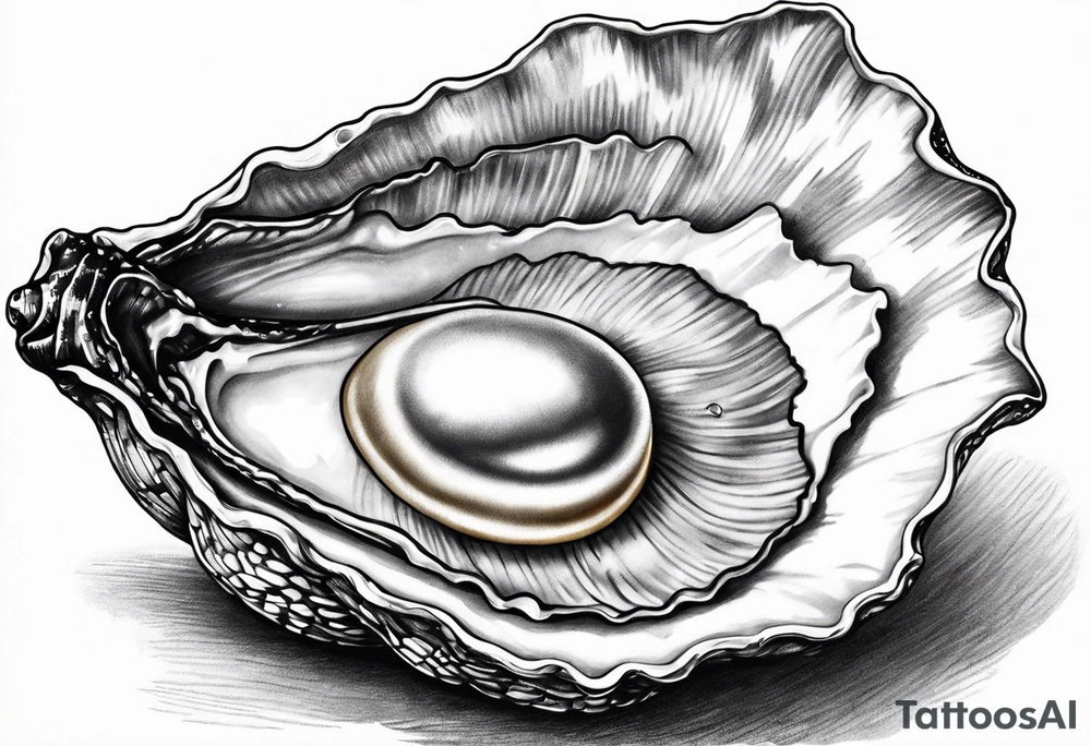 Open oyster with pearl inside tattoo idea