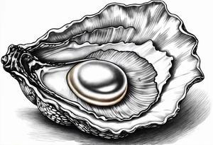 Open oyster with pearl inside tattoo idea