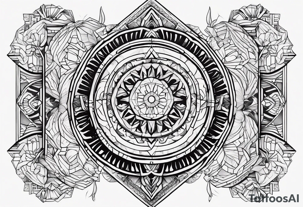 illustration for modern Geometric Shaped Tattoo signifying Strenth, Determination, Will Power and Courage tattoo idea