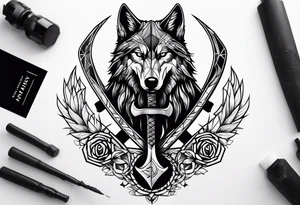 valkeryie wolf crow axe tattoo idea