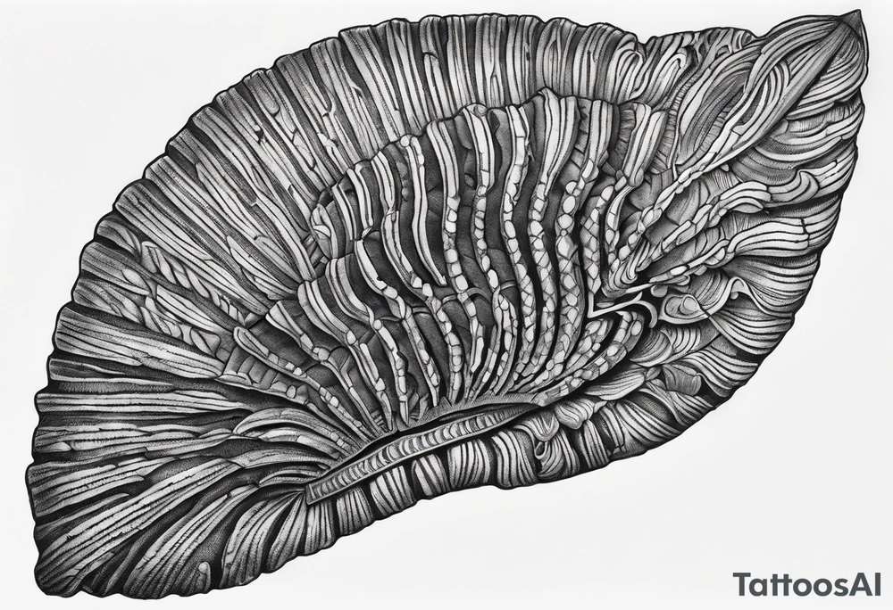 A crinoid fossil found in Iowa in black ink tattoo idea