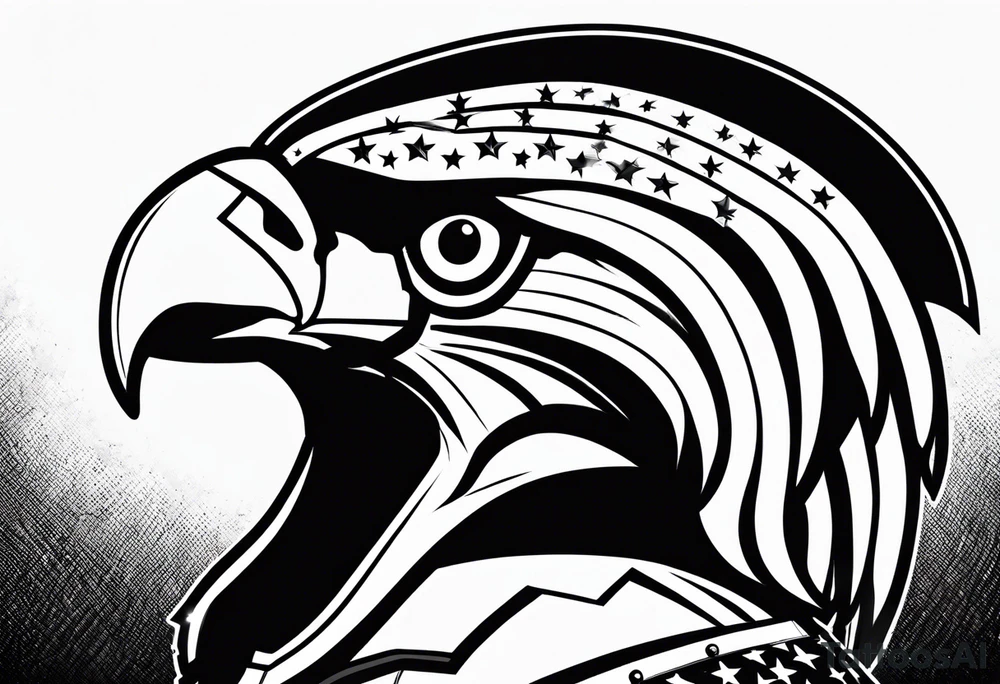 spartan helmet with American flag and bald eagle background tattoo idea