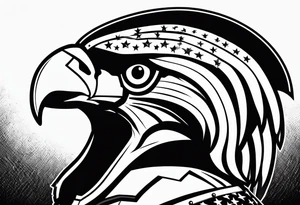 spartan helmet with American flag and bald eagle background tattoo idea