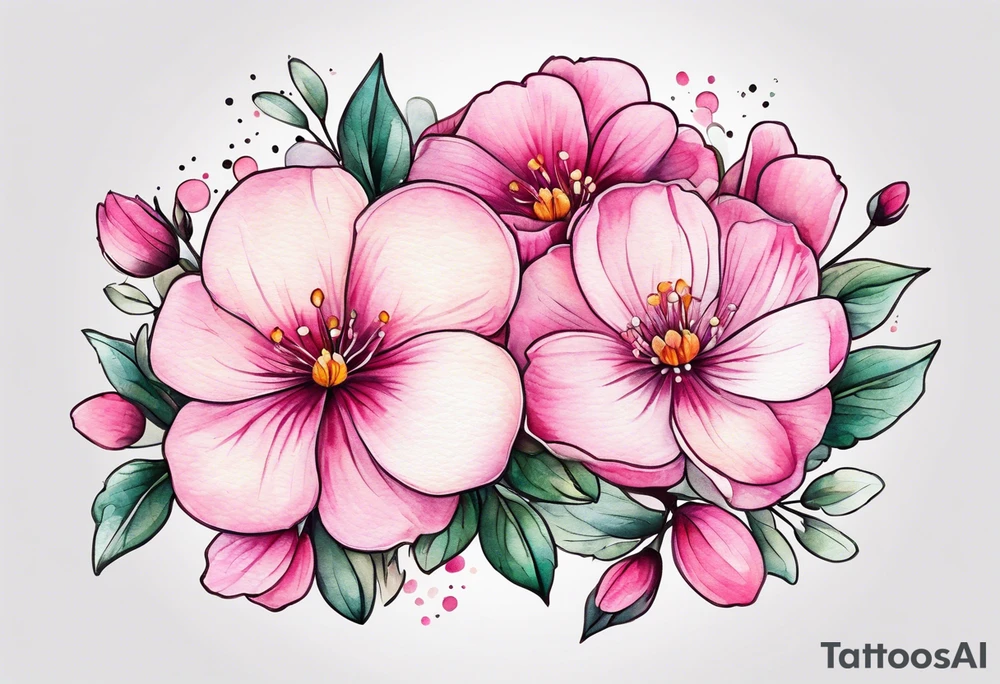 Small Pink flowers with decorative dott pattern and libra tattoo idea