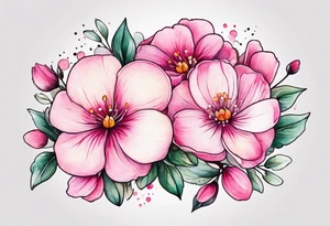 Small Pink flowers with decorative dott pattern and libra tattoo idea
