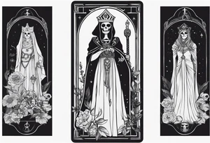 High priestess as a skeleton tarot card tattoo idea