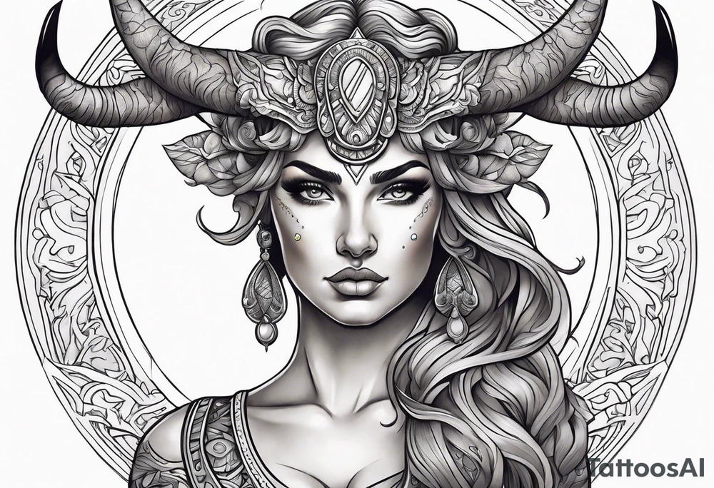 Beautiful taurus goddess tattoo idea