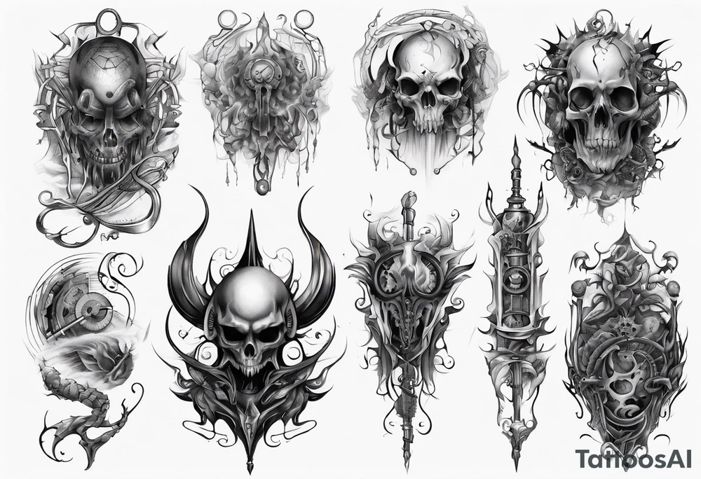 dark fantasy long tattoo tattoo idea