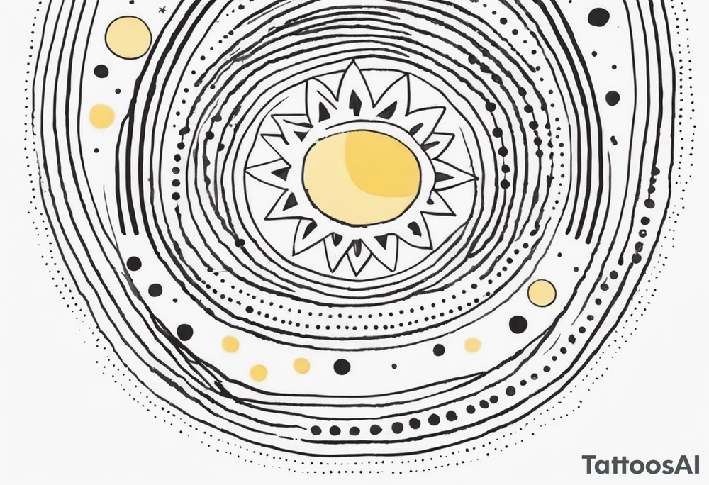 simple sunshine made of black dots with circles tattoo idea simple sunshine made of black dots with circles tattoo idea