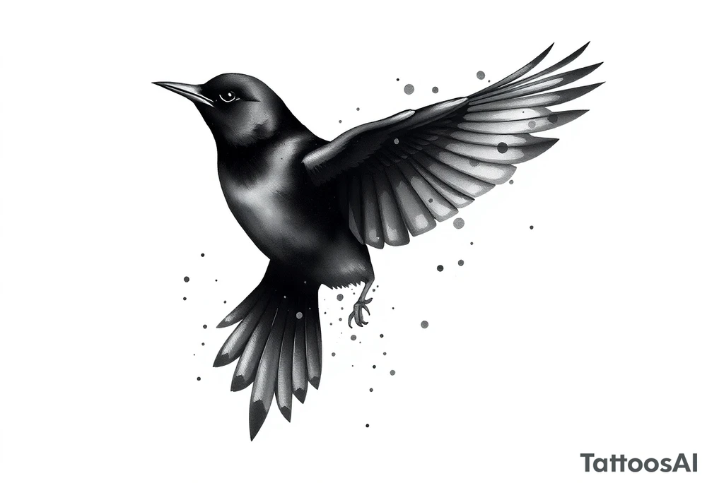 Male European Blackbird flying tattoo idea tattoo idea