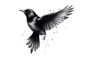 Male European Blackbird flying tattoo idea tattoo idea