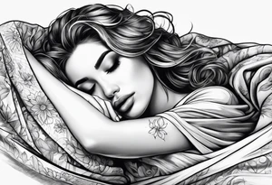 girl sleeping in blanket tattoo idea
