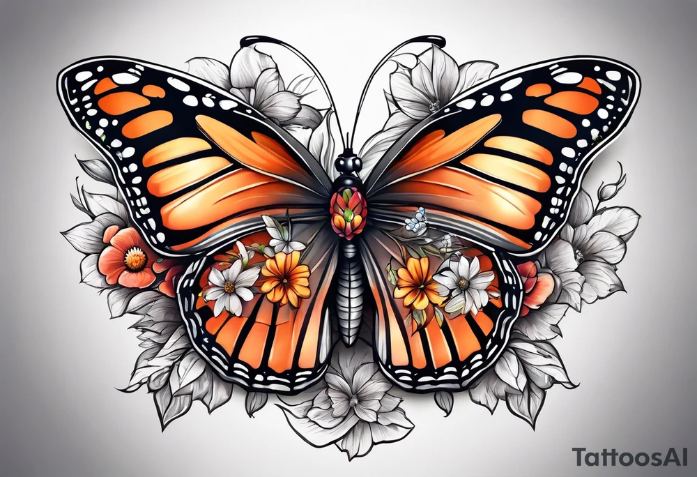 animal butterfly , flower tattoo idea